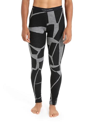 Legginsy Icebreaker Merino 250 Vertex Thermal Fractured Landscapes Damskie Czarne | PL 1405GSOL